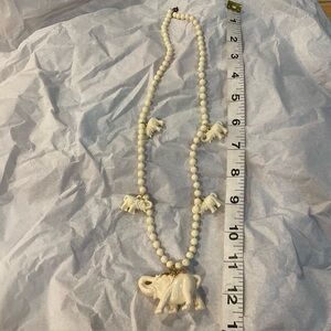 Elephant Charm Necklace in Cream